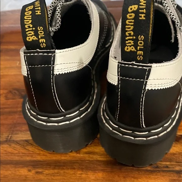 Dr Martens 1461 BEX SMOOTH CONTRAST LEATHER OXFORD BLACK WHITE SHOES 7 M / 8 W - Picture 10 of 13